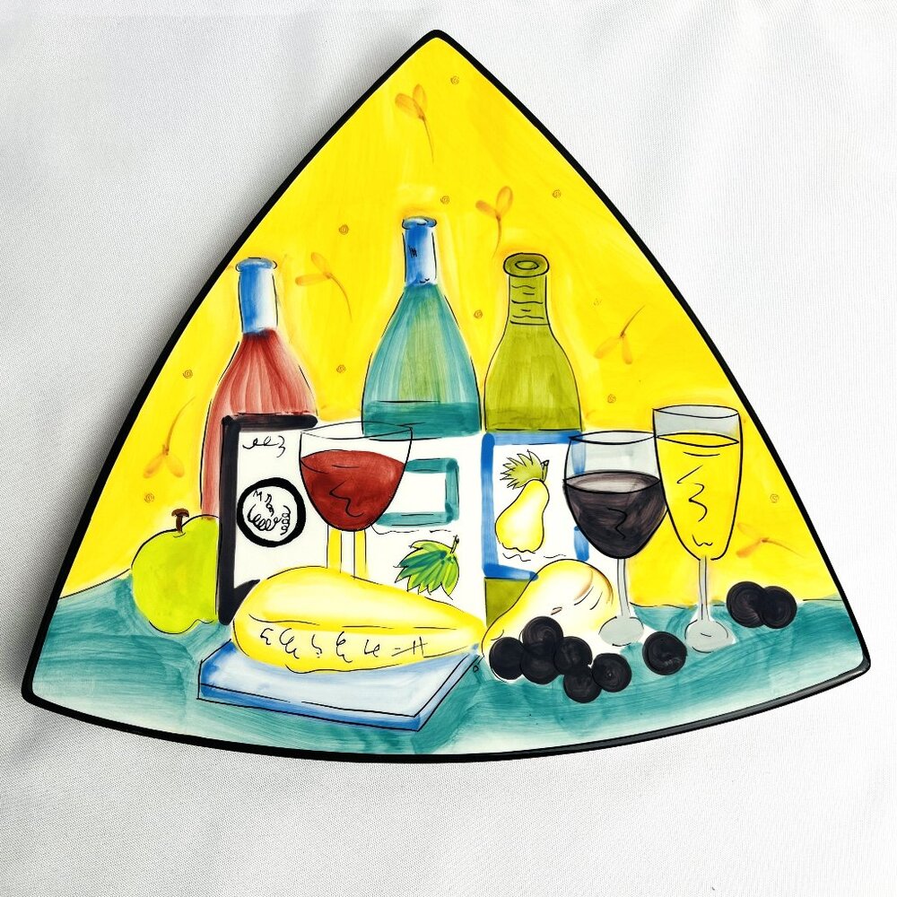 HausenWare Ceramic Triangle Wine & Cheese Platter Designed by Mary Jane Mitchell